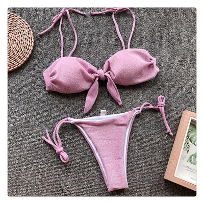 Bikini Bandage Morado Brillante con Diseño de Tres Puntos - Image 15