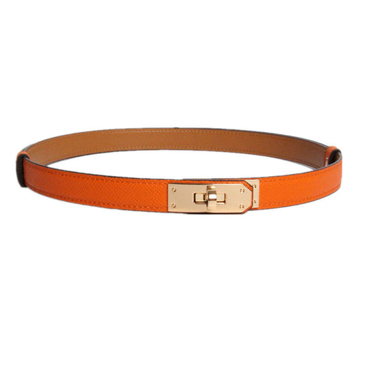 Cinturón de Cuero Genuino para Mujer Ancho 1.8cm con Herraje Dorado