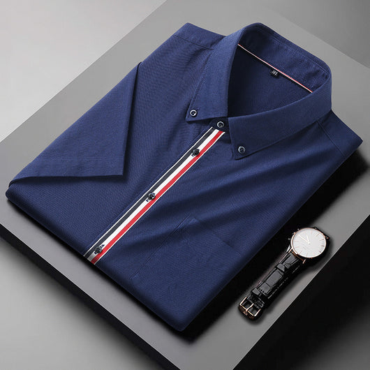 Camisa Oxford Casual a Rayas con Contraste de Colores para Hombre - Image 7