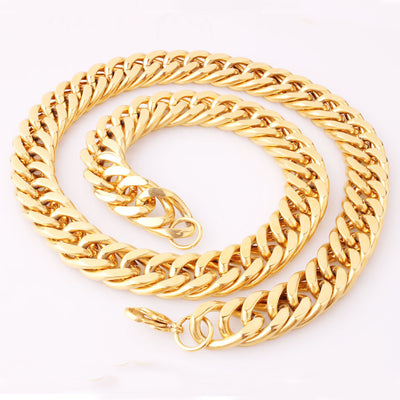Collar de Acero Titanio Dorado para Hombre con Doble Hebilla - Image 14