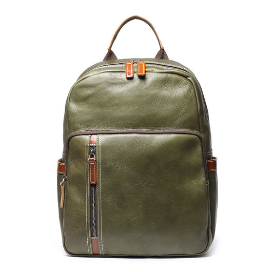 Mochila de Cuero Viaje Bicolor - Bolso Escolar Piel Suave Premium - Image 4