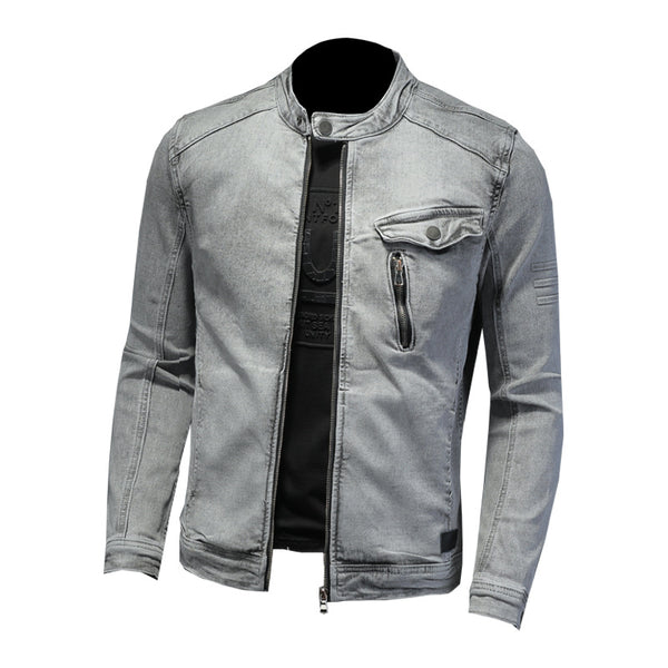 Chaqueta Denim Stretch con Cierre para Hombre - Ajuste Premium