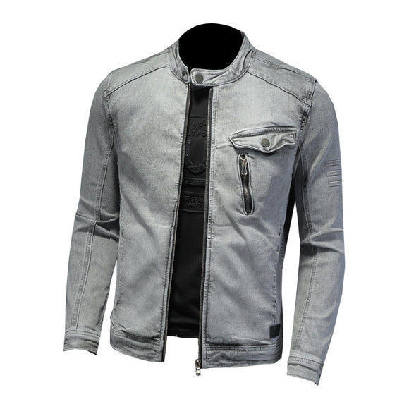Chaqueta Denim Stretch con Cierre para Hombre - Ajuste Premium