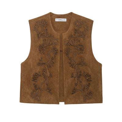 Chaleco de Gamuza con Bordados - Estilo Europeo y Americano para Mujer - Image 4