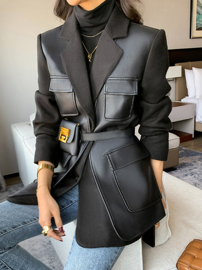 Blazer de Cuero para Mujer - Chaqueta Elegante Ajustada - Image 9