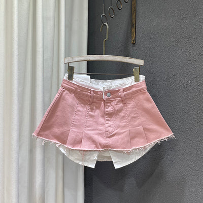 Falda A-Line Patchwork Irregular con Doble Efecto - Image 11