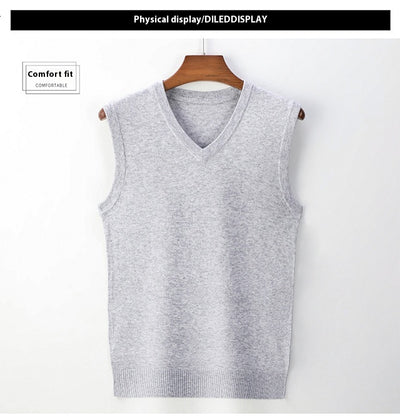 Suéter Casual V-Neck Liso para Hombre - Primavera y Otoño - Image 27