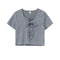Camiseta Gris Ajustada de Manga Corta para Mujer