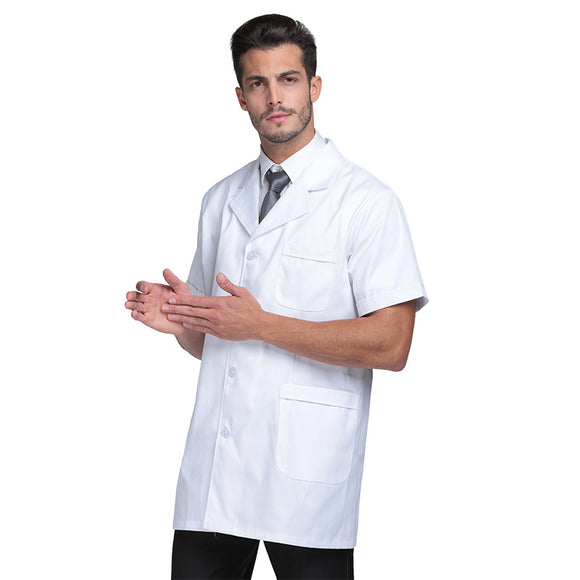 Bata Médica Blanca de Algodón con Mangas Largas