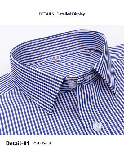 Camisa de Trabajo Manga Larga a Rayas Azules para Hombre - Image 19