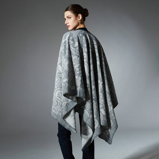 Chal Cruzado de Lana Jacquard con Estampado Paisley - Image 3