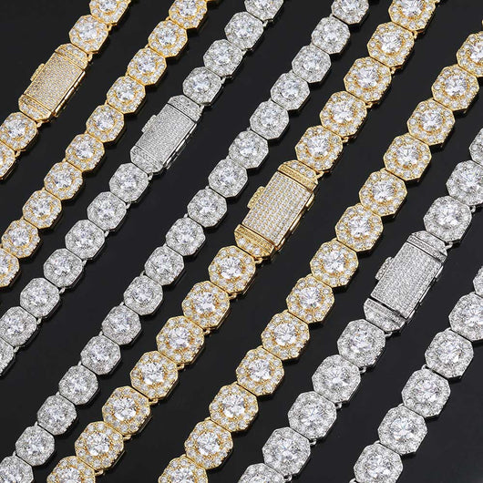Cadena Hip Hop Cuadrada de Piedra de Caramelo - Collar y Pulsera - Image 81