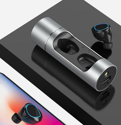 Batería Portátil con Auriculares Inalámbricos y Pantalla Digital