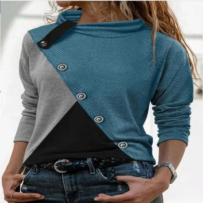Polera Cuello Alto de Algodón Tejido - Cuello Redondo Sweetheart