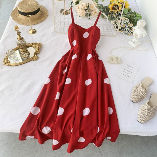 Vestido Vintage de Lunares para Verano con Tirantes - Image 15