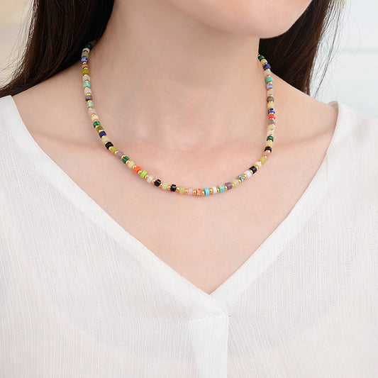 Collar de Turquesa Shoushan con Gemas Multicolores Europeas y Americanas