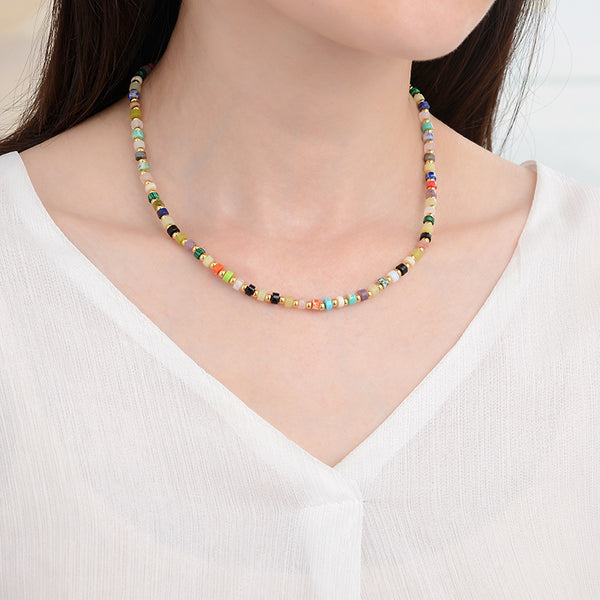 Collar de Turquesa Shoushan con Gemas Multicolores Europeas y Americanas