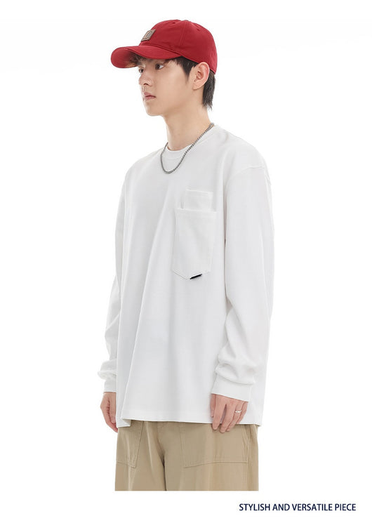 Camiseta Suelta de Cuello Redondo Manga Larga Básica para Hombre - Image 20