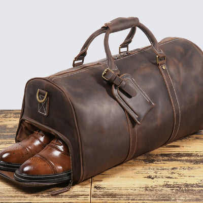 Bolsa de Viaje Primera Capa en Cuero Genuino para Hombre