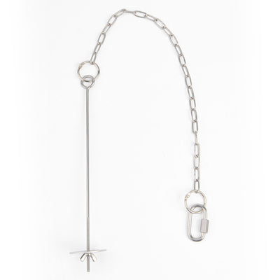 Stainless steel fruit fork bird feeder with a long skewer, chain, and carabiner for hanging fruits and vegetables. - Image 9