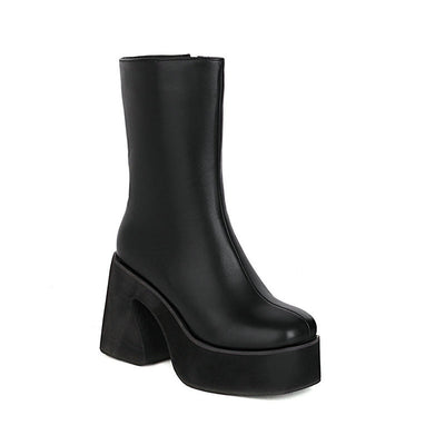 Botines para Mujer con Tacón Alto Grueso y Plataforma - Patrón Leche - Image 22