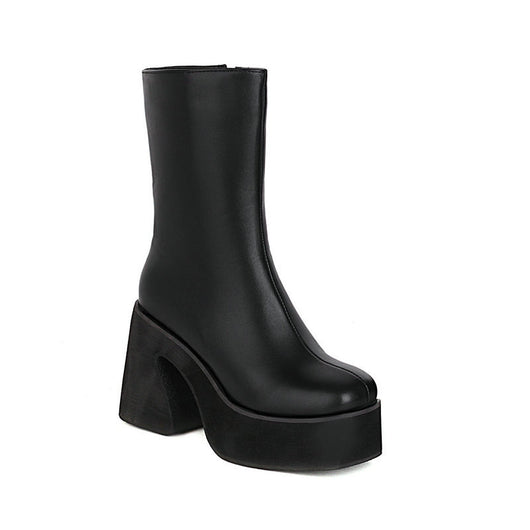 Botines para Mujer con Tacón Alto Grueso y Plataforma - Patrón Leche - Image 22