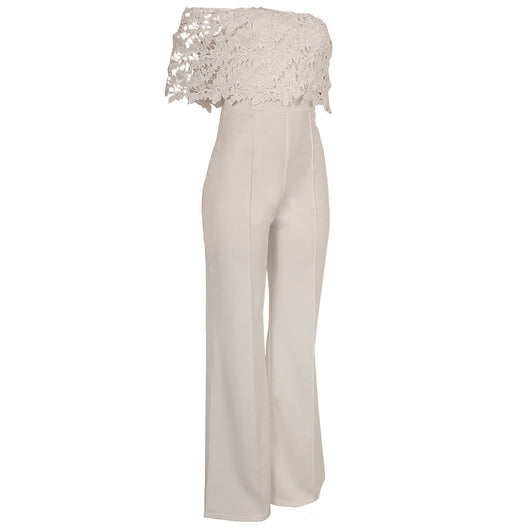 Jumpsuit Ajustado con Cuello Único y Bordado Soluble - Image 5