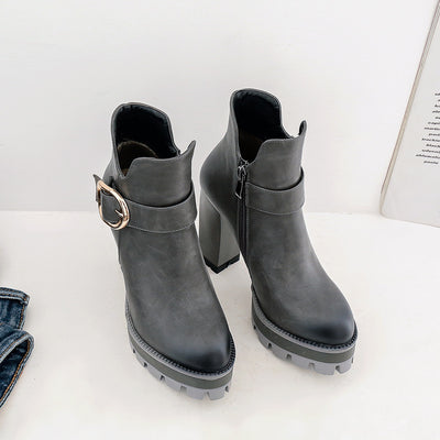Botas Cortas Impermeables con Plataforma y Tacón Alto para Mujer - Image 15