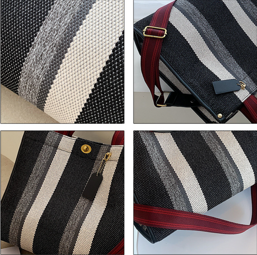 Bolsa de Compras Rayada con Contraste de Colores - Image 9