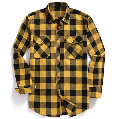 Camisa de Franela Cuadriculada Casual para Hombre con Bolsillos de Pecho - Image 9