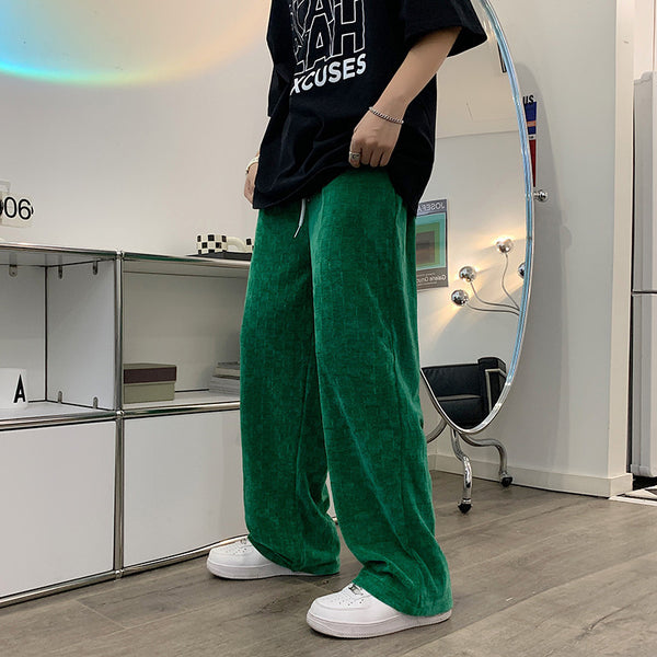 Pantalones Anchos Estilo Hong Kong con Diseño Vintage Desgastado para Hombre