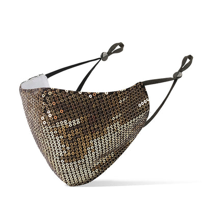 Green sequined adult face mask with adjustable black ear loops, designed for dust protection. - Image 10