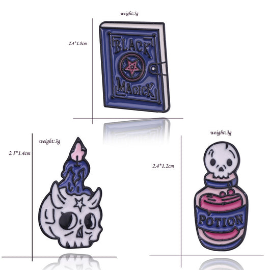Broche Calavera Bruja con Poción y Vela - Estilo Punk Gótico - Image 5