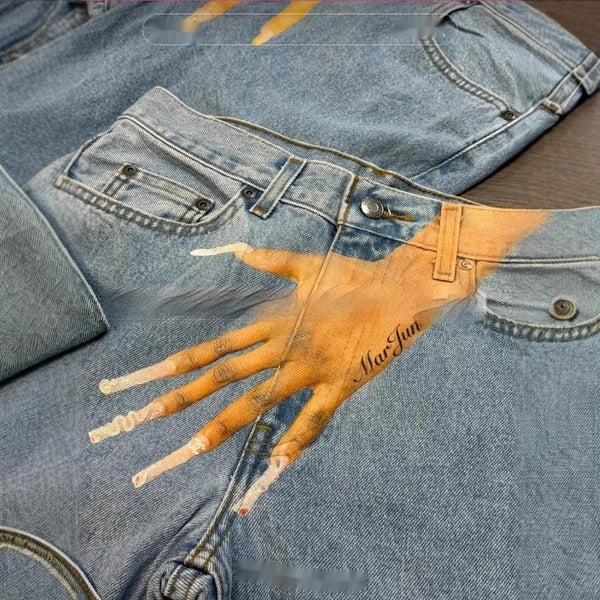 Jeans Estampados Personalizados con Diseño de Dedos