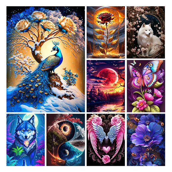Kit de Pintura con Diamantes: Paisajes de Animales