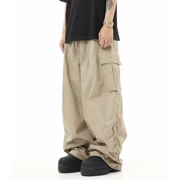 Pantalones Cargo Sueltos Vintage Arrugados Multi-bolsillo