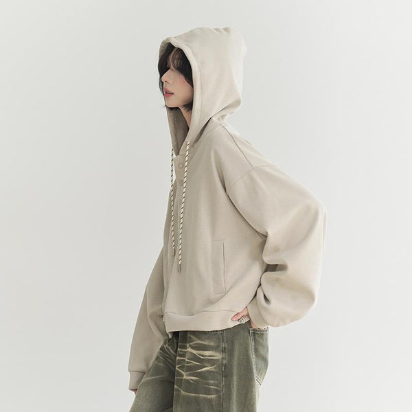 Sudadera Cropped Suelta con Ajuste en Dobladillo para Mujer