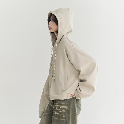 Sudadera Cropped Suelta con Ajuste en Dobladillo para Mujer - Image 2