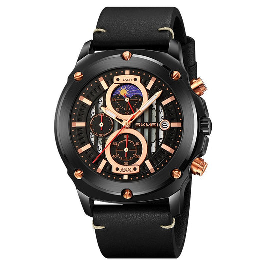 Reloj de Hombre Cuero con Tres Esferas y Seis Agujas - Cuarzo Premium - Image 8