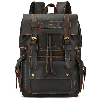 Mochila Vintage de Cuero Crazy Horse Gran Capacidad - Image 2