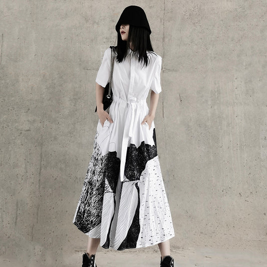 Vestido Camisero con Estampado Irregular Reductor de Cintura