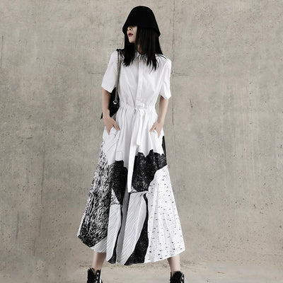 Vestido Camisero con Estampado Irregular Reductor de Cintura