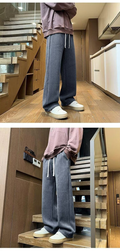 Pantalones Anchos Negros con Rayas Trigo para Otoño-Invierno - Image 12