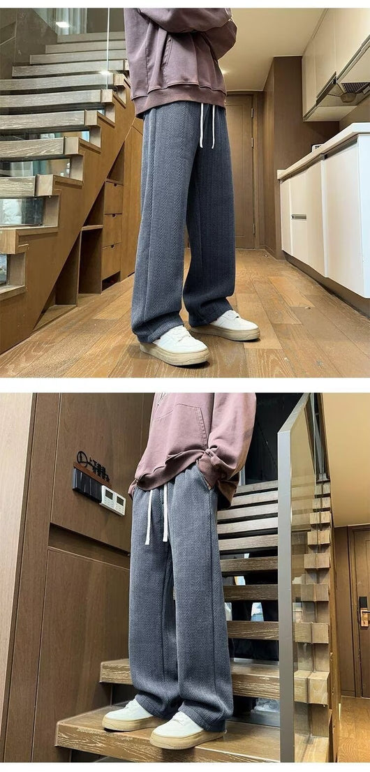 Pantalones Anchos Negros con Rayas Trigo para Otoño-Invierno - Image 12
