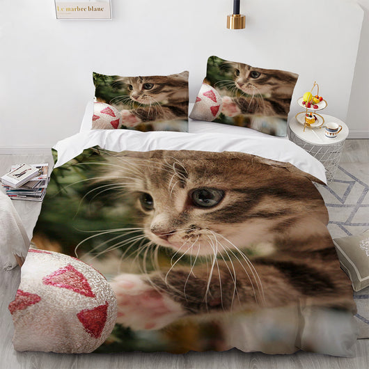 Juego de Cama Blanco con Diseño de Gato Adorable para Dormitorio de Chicas - Image 21