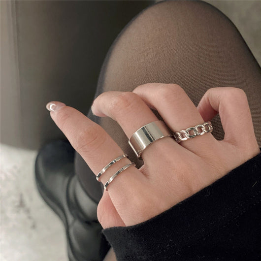 Juego de 3 Anillos Ajustables de Cara Ancha con Diseño Minimalista - Image 10