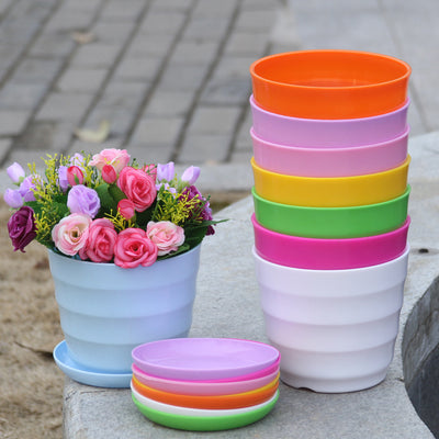 Maceta de Resina para Suculentas con Patrón Horizontal Decorativo