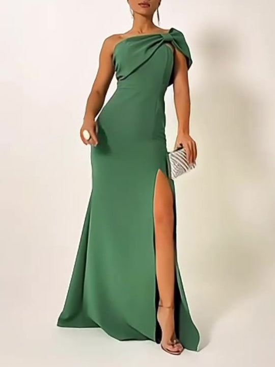 Vestido de Noche Tubo Verde con Moño