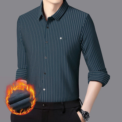 Camisa de Rayas Manga Larga para Hombre - Casual Ejecutivo Primavera Otoño - Image 6