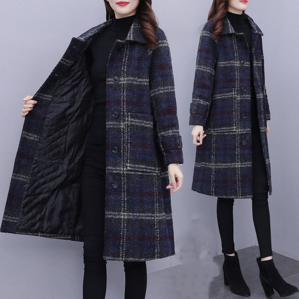 Abrigo de Lana Acolchado Talla Grande para Mujer